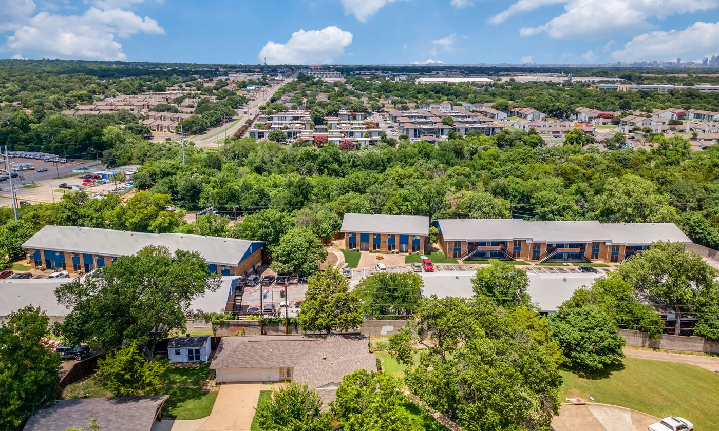 The property and the streets of Westwood Park from the air.
